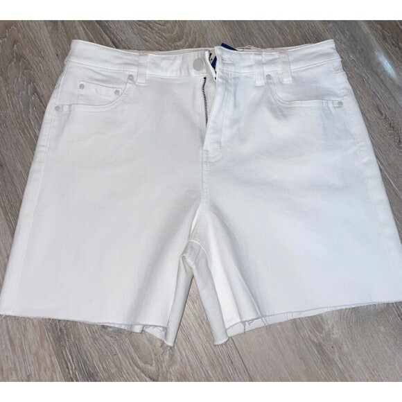 NIC+ZOE Cut-Off White Denim Shorts size 30 NWT Mid Rise 5” Inseam Relaxed Fit - Picture 2 of 10